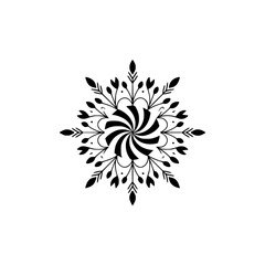 Intricate Black and White Floral Swirl Design on White