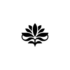 Elegant Floral Logo Design: Black Stylized Flower on White Background