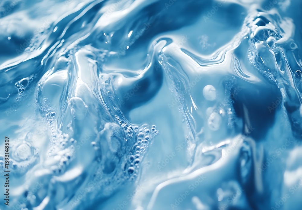 Leinwandbilder dynamic water surface with bubbles and turbulent fluid motion captured elegantly : generative ai