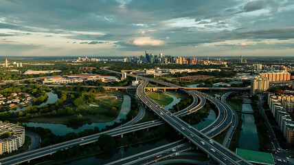 Urban Highway Network with Lush Green Spaces