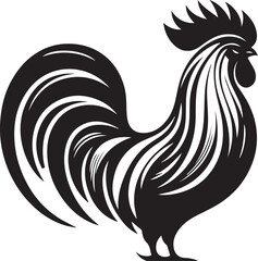Vector Rooster Silhouette - Bold Black and White Farm Animal Art