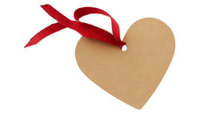 Valentine?? Day themed heart-shaped gift tag, isolated on white background