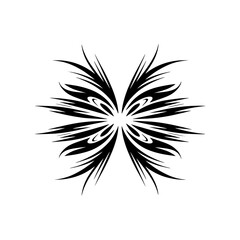 Geometric Floral Design Element, Black and White Minimalist Tattoo Style