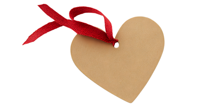 Valentine?? Day themed heart-shaped gift tag, isolated on white background