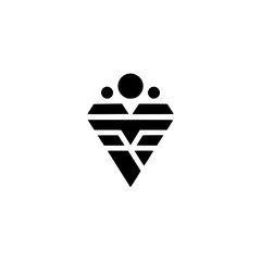Abstract Teamwork Logo in Minimalist Black & White