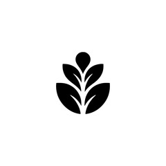 Minimalist Black Leaf Logo on Neutral Background