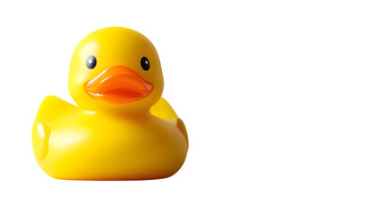 Yellow rubber duck on white background
