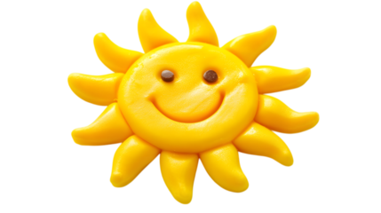 yellow plasticine sun for kids on white background