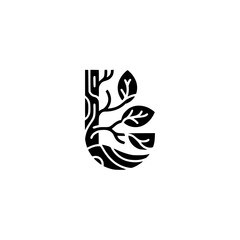 Stylized Tree Icon: Black & White Nature Logo Design