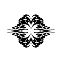 Abstract Black Floral Ornament on White Background