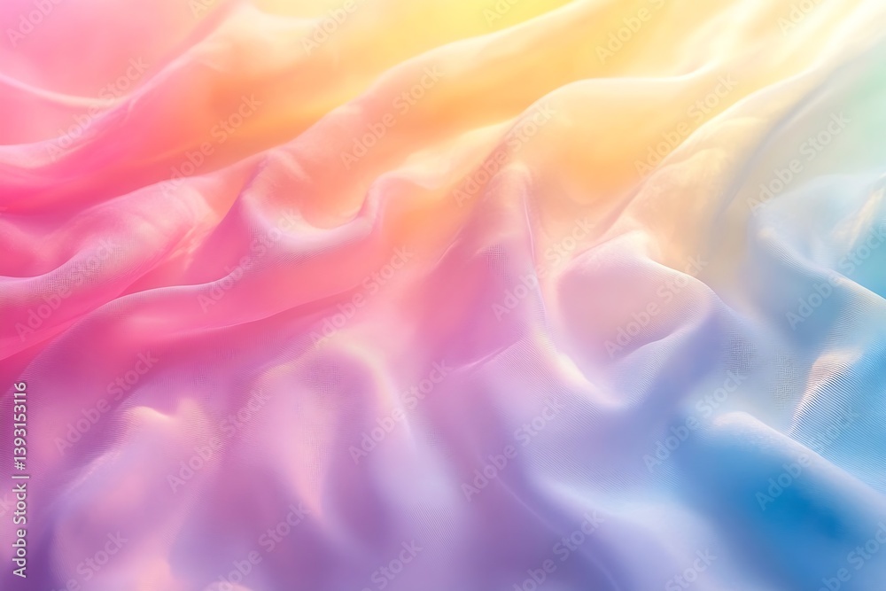 Leinwandbilder pastel rainbow silk fabric background with soft draped texture abstract colorful material for fashio