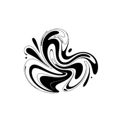 Abstract Black and White Swirls on White Background