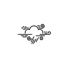 Minimalist Weather Icon: Cloudy and Rainy Day, Line Art