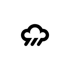 Minimalist Rainy Weather Icon on White Background