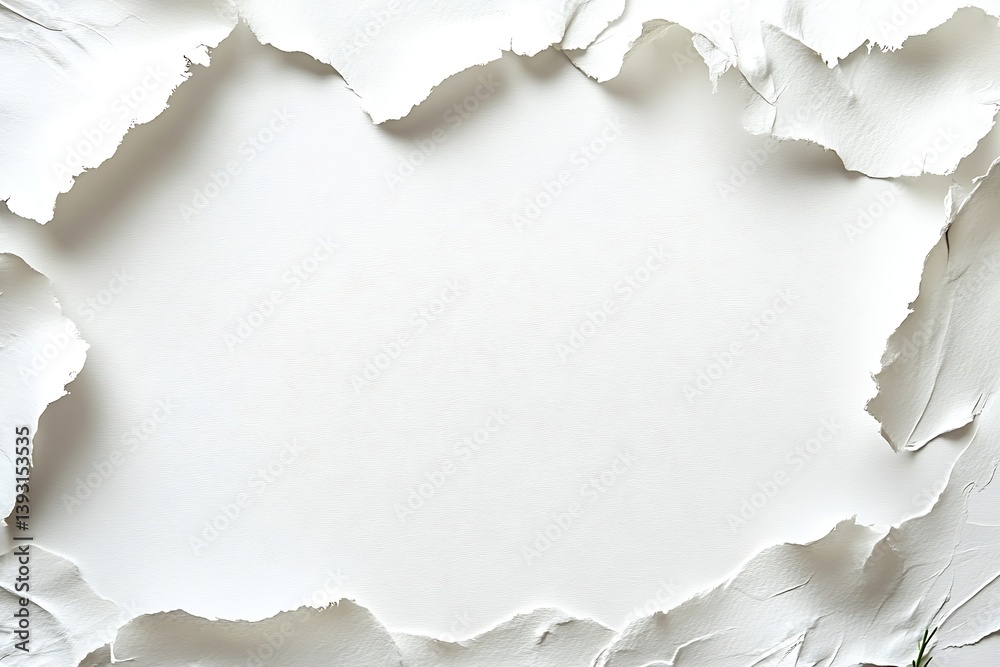 Poster Torn White Paper Texture with Empty Space in the Middle for Backgrounds Mockups and Design Elements Perfect for Text Placement : Generative AI
