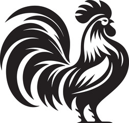 Vector Rooster Silhouette - Bold Black and White Farm Animal Art