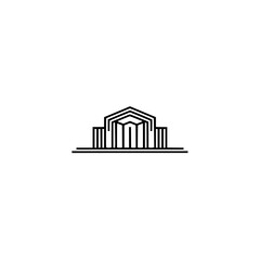 Obraz premium Minimalist Architectural Logo Design: Geometric Building Outline