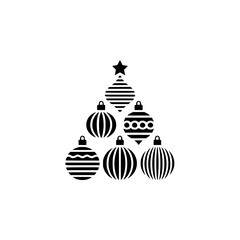Minimalist Black Christmas Baubles Tree Illustration