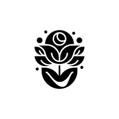 Minimalist Rose Logo, Black & White, Botanical Symbol