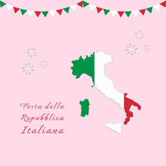 Festa della Repubblica Italiana. Text in italian Italian Republic Day, June 2th. national holiday. Patriotic design. Vector illustration. 