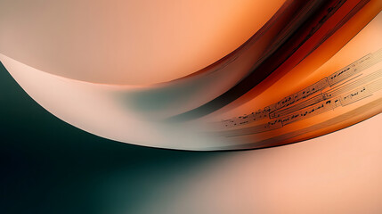 Abstract curves with musical notes in warm colors