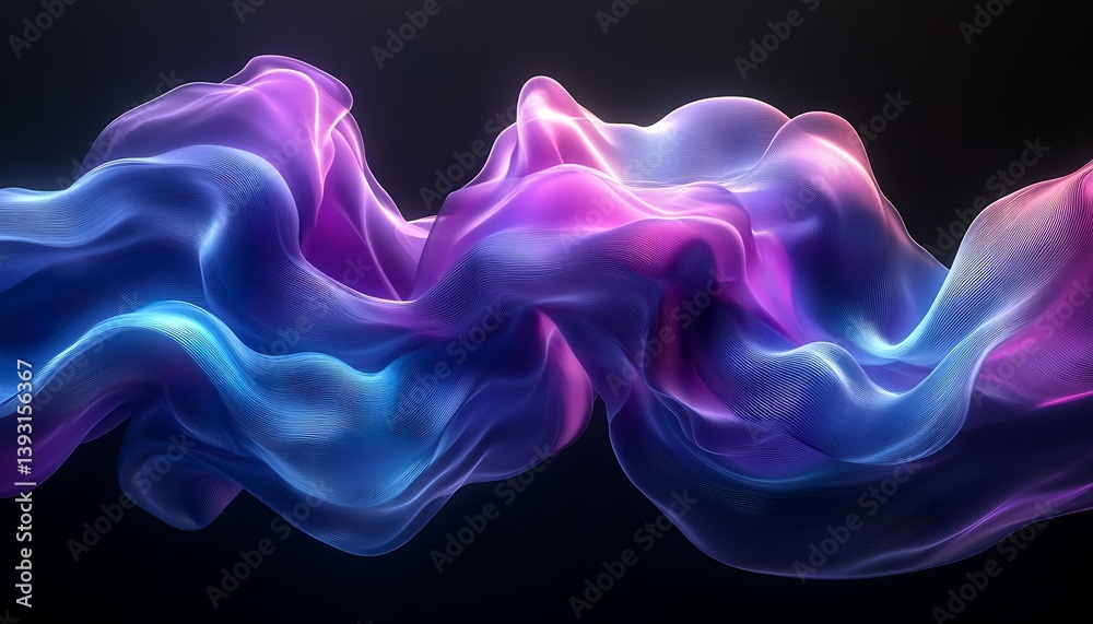 Leinwandbilder Enthralling abstract flow of purple and blue waves gracefully combining in an elegant design : Generative AI
