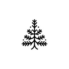 Naklejka premium Minimalist Black Fir Tree Icon on White Background