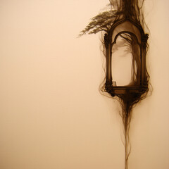 Artistic mirror with flowing tree branches on textured background