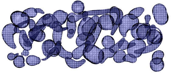 abstract purple blobs with halftone texture