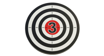 Isolated Dartboard with number three