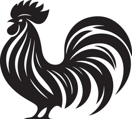 Vector Rooster Silhouette - Bold Black and White Farm Animal Art