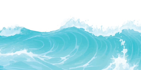 A Serene Watercolor Background Featuring Abstract Blue and Green Wave Motions on Textured Paper, Ideal for Use in Web Banners, Elegant Coastal Designs, and Water-Inspired Templates”