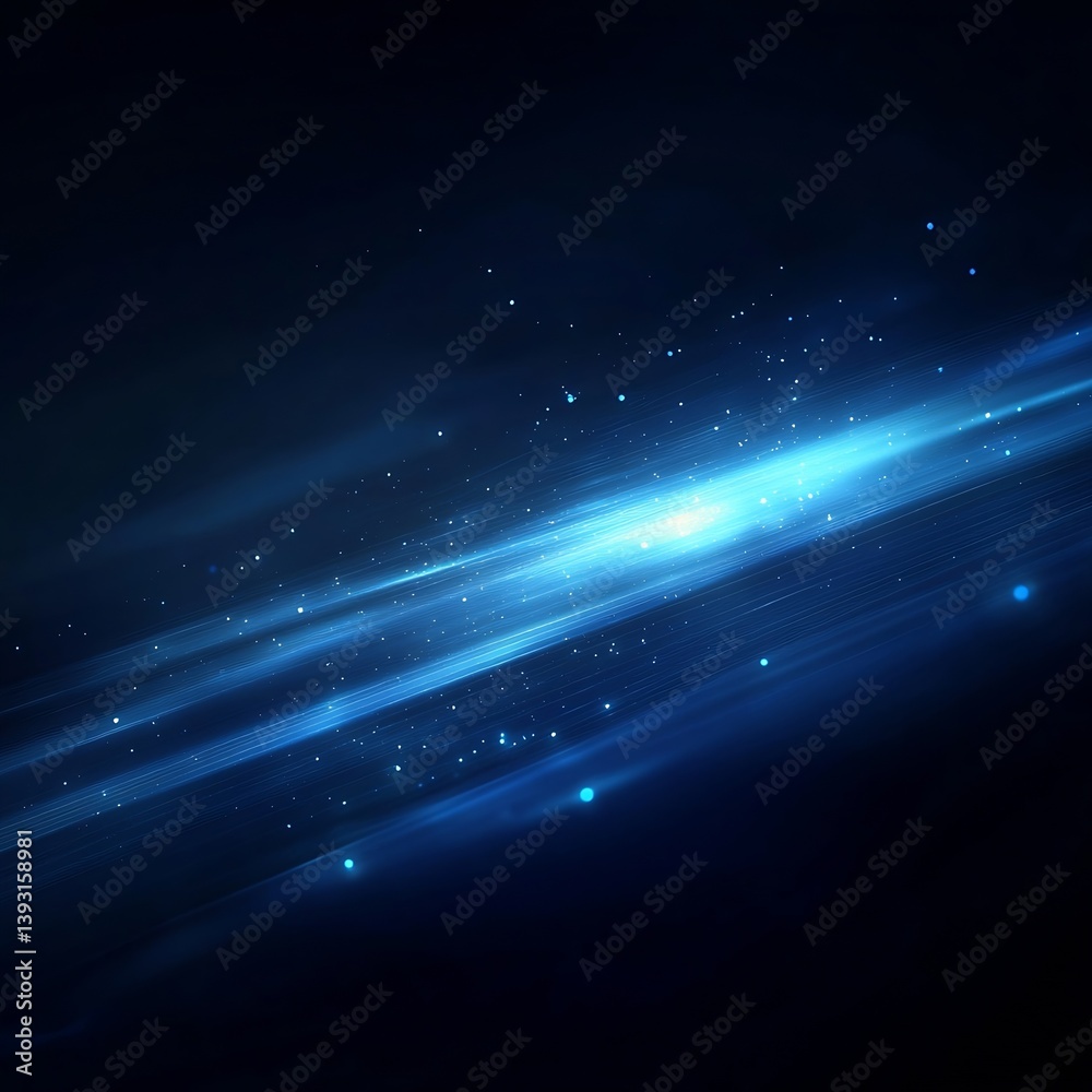 Aufkleber abstract blue light streaks on black background modern digital art cosmic energy flow tech backgroun