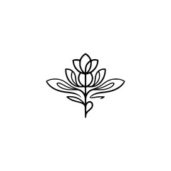 Elegant Minimalist Line Art Floral Design on White Background