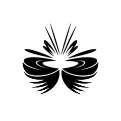 Abstract Black & White Floral Design Element, Vector Illustration