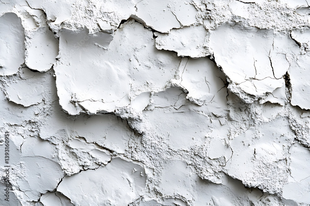 Leinwandbilder Cracked White Paint Texture Background Wall Surface Showing Aged Design Great For Textures Mockups and Visual Element Backdrops : Generative AI