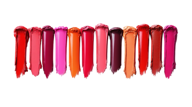 Set of beautiful premium bright lipsticks collection in different colours isolated on white background - Powered by Adobe