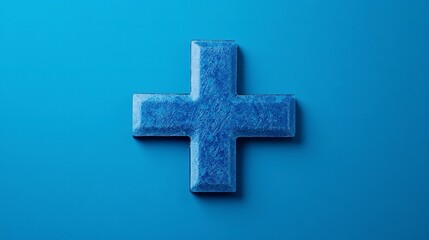 Obraz premium Blue cross symbol representing health insurance on a solid background for wellness promotion