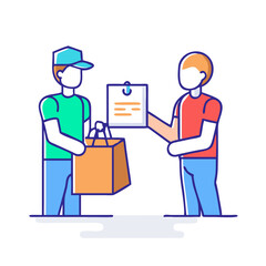 delivery-man--courier--postman-giving-paper-bag