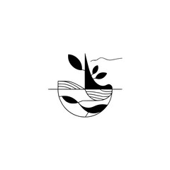 Abstract Nature Scene: Minimalist Geometric Illustration