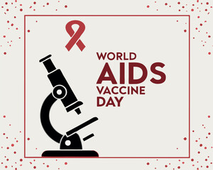 World AIDS Vaccine Day: Ribbon, Text, Microscope, and Virus Icons.