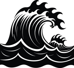 Stormy Waves Crashing Silhouette Vector | Ocean, Sea & Nature Elements Clipart