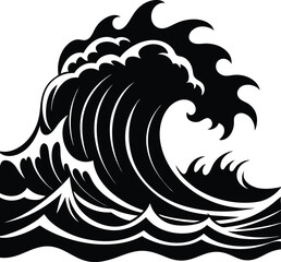 Stormy Waves Crashing Silhouette Vector | Ocean, Sea & Nature Elements Clipart