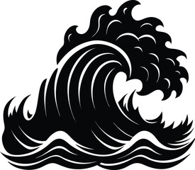 Stormy Waves Crashing Silhouette Vector | Ocean, Sea & Nature Elements Clipart
