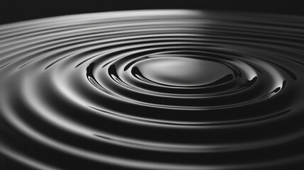 Fototapeta premium Circular waveforms create a mesmerizing liquid-like effect on a black surface in an abstract composition
