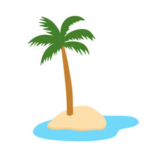 Tropical island with palm trees. Summer vacation in tropics. Cartoon vector illustration