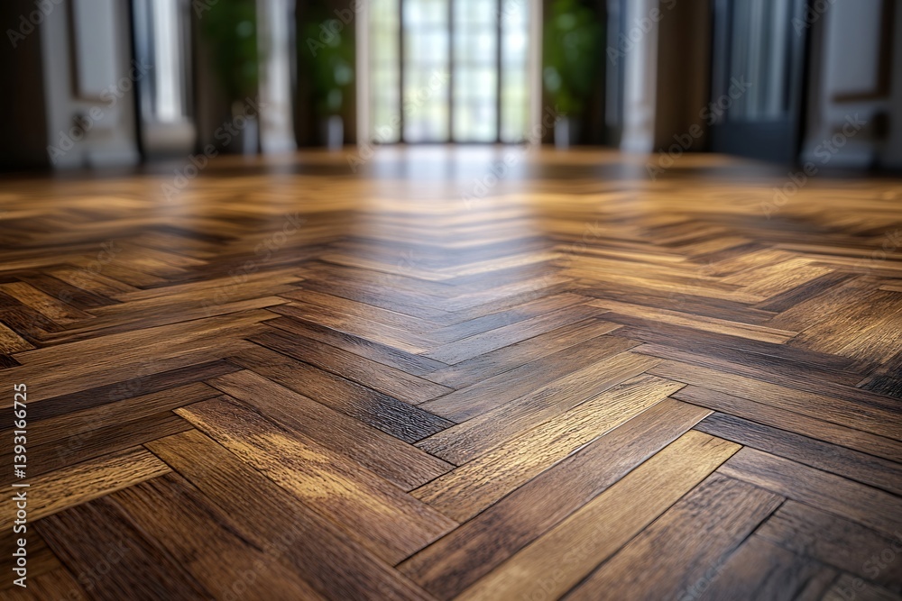 Poster Elegant Parquet Flooring with Herringbone Pattern Classic Wood Texture for Interiors Design and Architectural Visuals : Generative AI