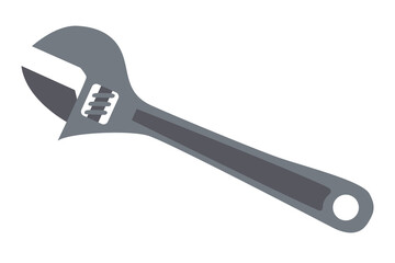 Adjustable wrench for construction, plumbing, and repair. Flat isolated vector illustration