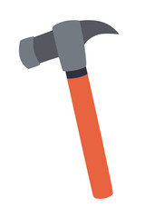 Claw hammer flat illustration for construction, carpentry, and home renovation projects.