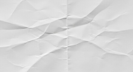 Fototapeta premium Crumpled White Paper Texture Background - Abstract, textured, wrinkled, creased, paper background. Ideal for design elements or backgrounds, showcasing texture and contrast. Symbolizing: creativity